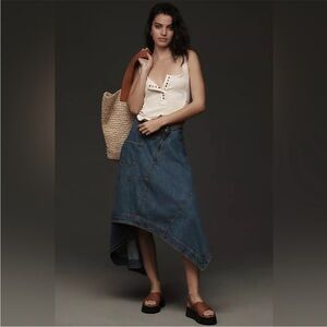Pilcro Asymmetrical Blue Denim Skirt